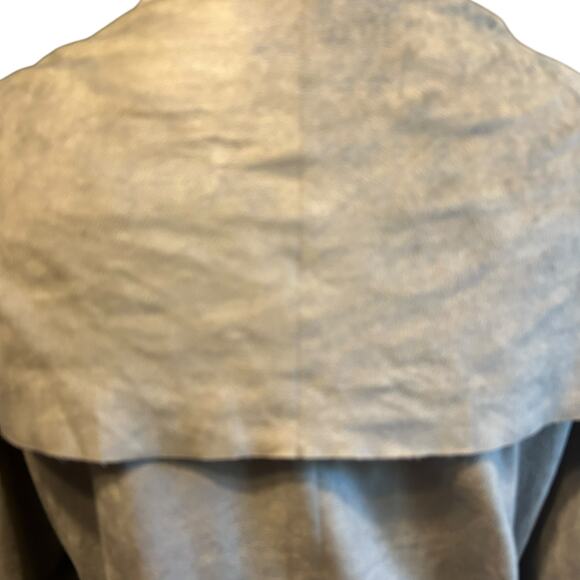 C. Luce Faux Suede Jacket Coat LG Gray Slouchy Shawl Collar Drapery Uneven Hem - Picture 10 of 13